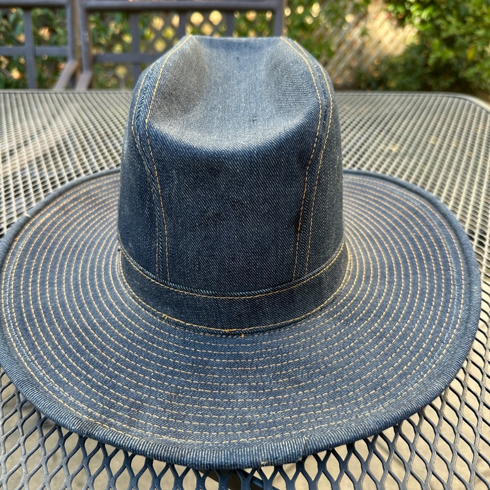 Classic Levi's Blue Denim Wide Brim Hat 7 3/8 - Picture 5 of 9
